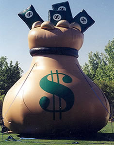 Money bag advertising inflatables in Phoenix.