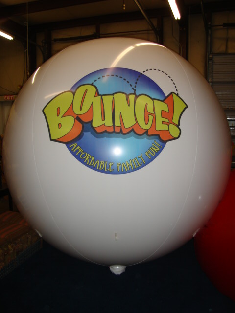 white advertising balloon with BOUNCE logo