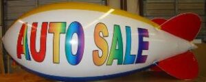 polyurethane advertising blimp with AUTO SALE lettering